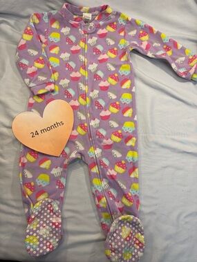 Emma & Jack 24M Adorable Cupcake Print Fleece Onesie Sleeper